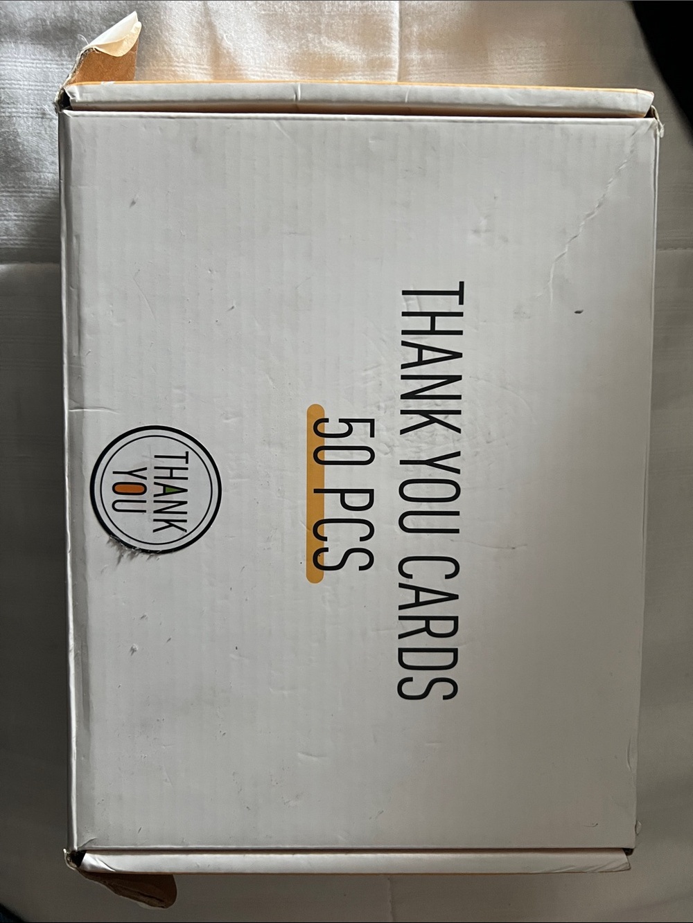 Thank You Cards Box - White with Black & Gold Text
